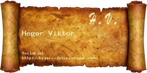 Heger Viktor névjegykártya